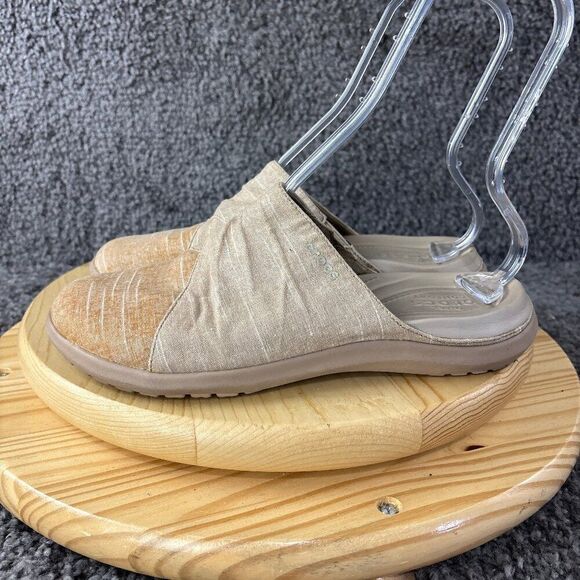 Crocs Capri Mules Womens Size 11 Beige Slip On Casual Comfort Shoes Clog Sandals - Picture 1 of 9